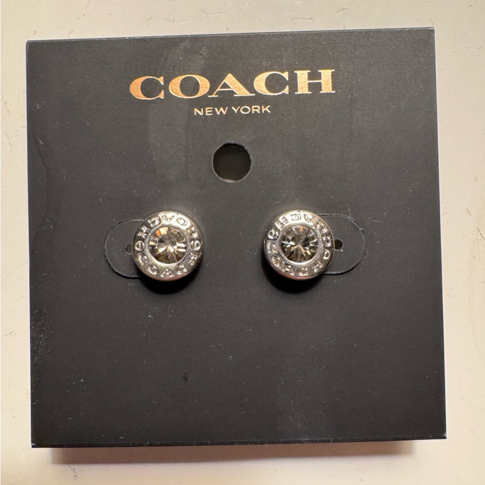 Coach Silver Crystal Embellished Earrings